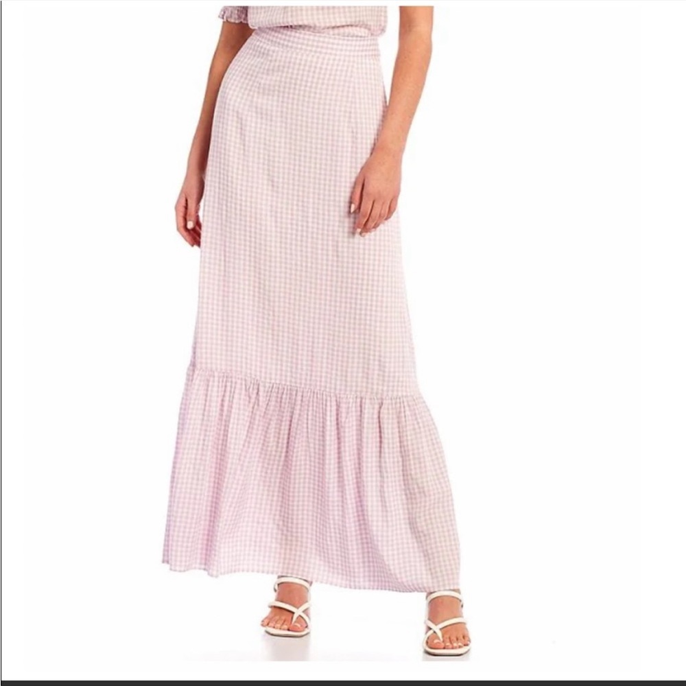 Antonio Melani Tristyn Gingham Tiered Ruffle High Rise Coordinating Skirt size 2